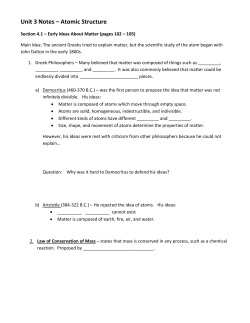 Unit 3 Notes &ndash; Atomic Structure