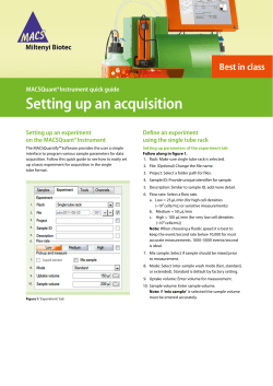 Setting up an acquisition