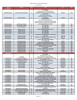 PENN-MAR`s OPEN POSITIONS - Penn