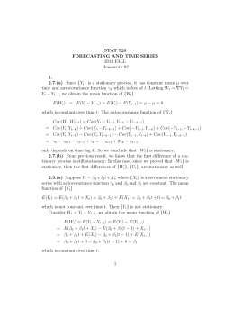 (a) Since 1Ytl is a stationary process, it has constant mean