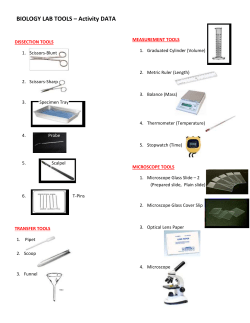BIOLOGY LAB TOOLS &ndash; Activity DATA