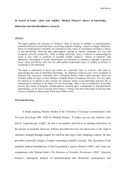 In search of truth, values and validity - Polanyi