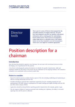 Position description for a chairman - Australian Institute of Company