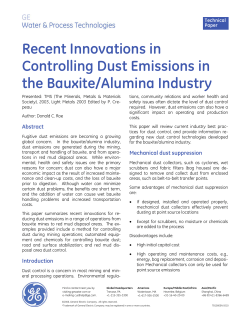 Recent Innovations in Controlling Dust Emissions in the