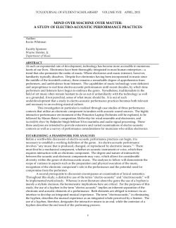 1 MIND OVER MACHINE OVER MATTER: A STUDY OF ELECTRO