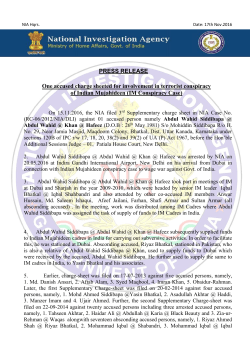 PRESS RELEASE One accused charge sheeted for involvement in