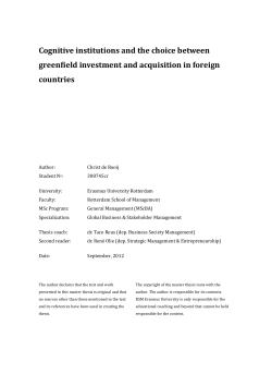 Cognitive institutions and the choice between greenfield