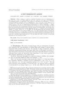 A NEW PERIODICITY LEMMA&lowast; 1. Introduction. The study of strings