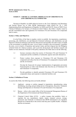 CHEMICAL CONTROL ORDER (CCO) OF CHROMIUM
