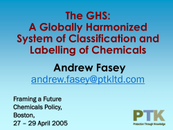 The Globally Harmonised System for Hazard Classification and