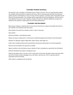 Caretaker Position Summary Caretaker Job Description
