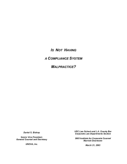 Is Not Having a Compliance System Malpractice