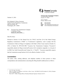 RP14-861-001 Compliance Filing