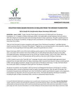 immediate release houston parks board receives $3 million from the