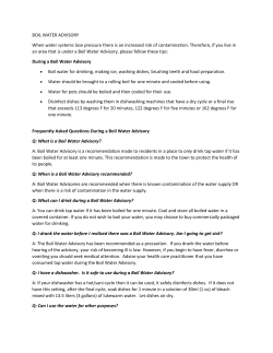BOIL WATER ADVISORY When water systems lose pressure there