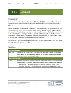 Grade 9 ELA Module 4, Unit 1, Lesson 3