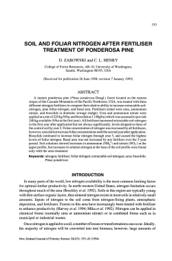 soil and foliar nitrogen after fertiliser treatment of