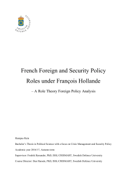 French Foreign and Security Policy Roles under Fran&ccedil;ois Hollande