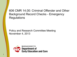 Proposed Regulatory Changes to Address SORI and Fingerprint