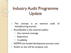 Industry Audit Programme Update