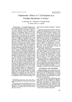Thalidomide&mdash;Effect on T Cell Subsets as a Possible Mechanism of