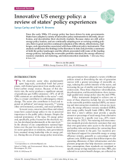Innovative US energy policy: a review of states policy experiences