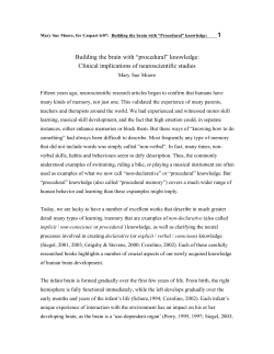 Building the brain with “procedural” knowledge: Clinical implications