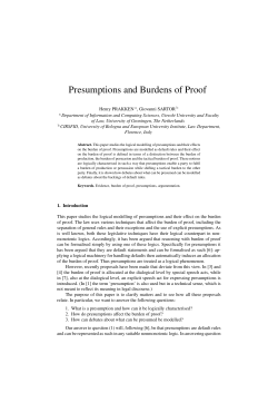 Presumptions and Burdens of Proof - Department of Information and