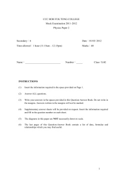 CCC HOH FUK TONG COLLEGE Mock Examination 2011&ndash;2012
