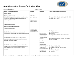 Next Generation Science Curriculum Map