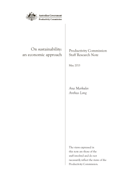 On Sustainability: an economic approach