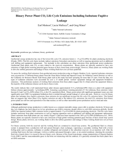 Binary Power Plant CO2 Life Cycle Emissions Including Isobutane