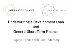 Underwriting a Development Loan