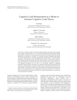 Cognitive Load Measurement as a Means to
