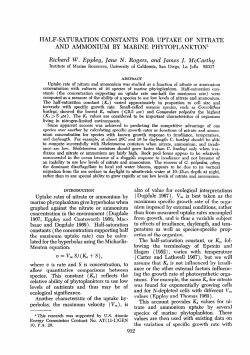 half-saturation constants for uptake of nitrate and ammonium by