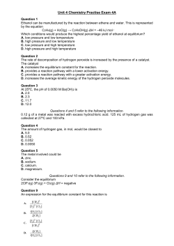 Unit 4 Chemistry Practise Exam 4A