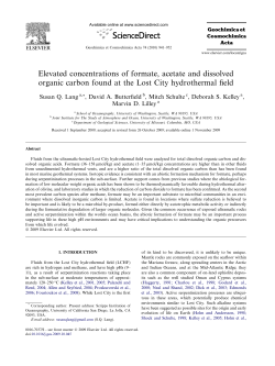 Elevated concentrations of formate, acetate and dissolved