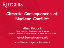 Climatic Consequences of Nuclear Conflict. Alan Robock