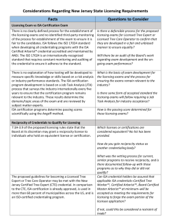 Considerations Regarding New Jersey State Licensing