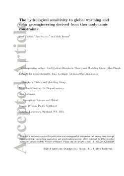 The hydrological sensitivity to global warming and solar