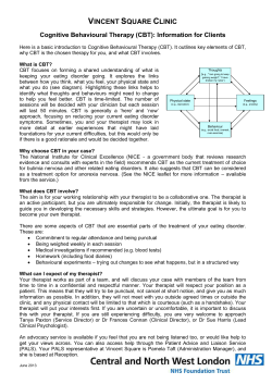 Cognitive Behavioural Therapy: Information for Clients