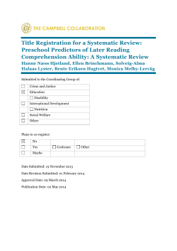 Preschool Predictors of Later Reading Comprehension Ability