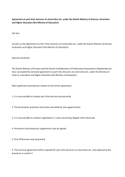 Agreement on part-time lecturers at universities etc. under the