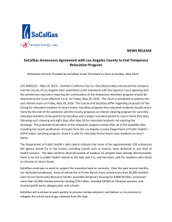 NEWS RELEASE SoCalGas Announces Agreement with Los