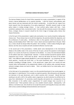 1 STRATEGIC CHOICES FOR SOCIAL POLICY1 Frank