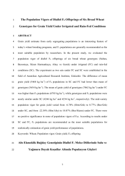 The Population Vigors of Diallel F4 Offsprings of Six Bread Wheat