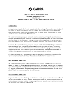 EX ANTE v. EX POST APPROACH TO LOST PROFITS