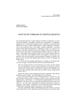 A NOTE ON THE `FORMALISM` OF COGNITIVE LINGUISTICS