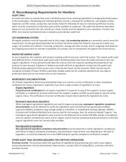 D. Recordkeeping Requirements for Handlers