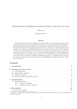 Mathematical modelling of metals mobility in the soil root zone